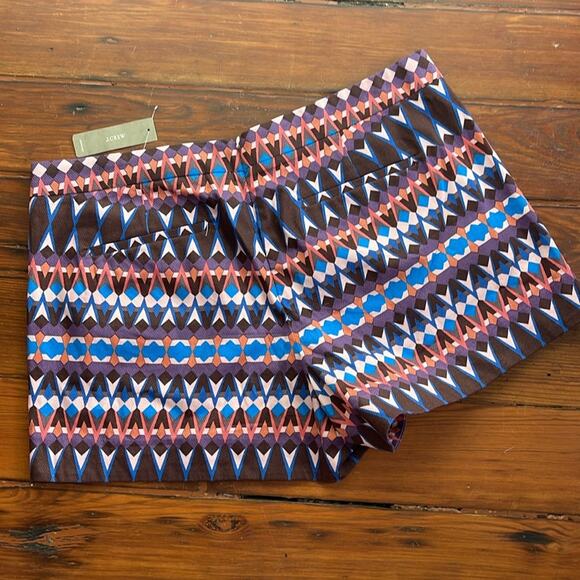 NWT J. Crew art deco geometric print back zip hi rise flat front shorts sz 12 - Picture 6 of 6
